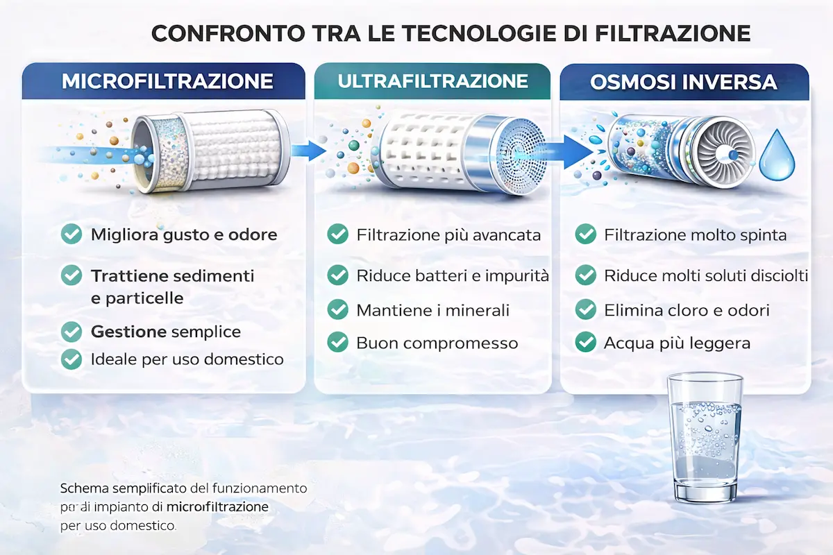 Confronto tra microfiltrazione ultrafiltrazione e osmosi inversa per il trattamento dell’acqua domestica