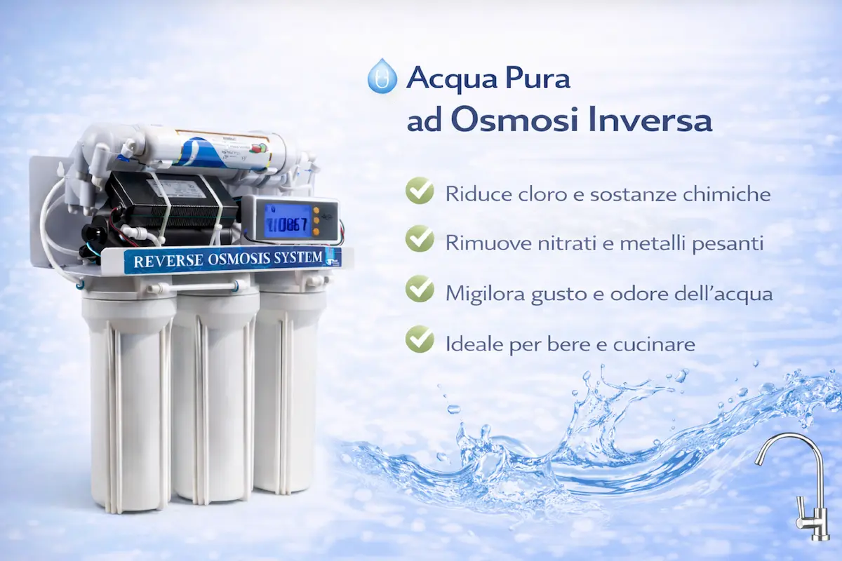 Depuratore acqua domestico a osmosi inversa con sistema di filtrazione avanzata per acqua pura in casa